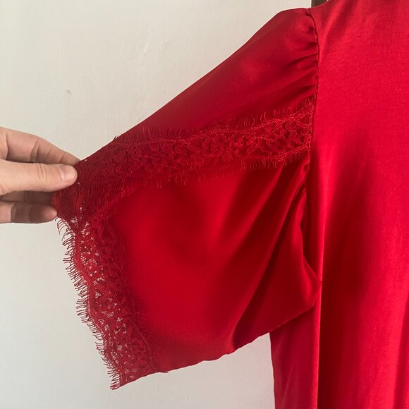 The Kooples Lace Puff Sleeve Crewneck Short Sleeve Shirt - Picture 3 of 7